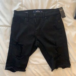 Black cut-off denim shorts